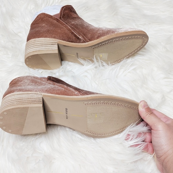 NEW DOLCE VITA Rose Velvet Booties 7.5 - Picture 4 of 5